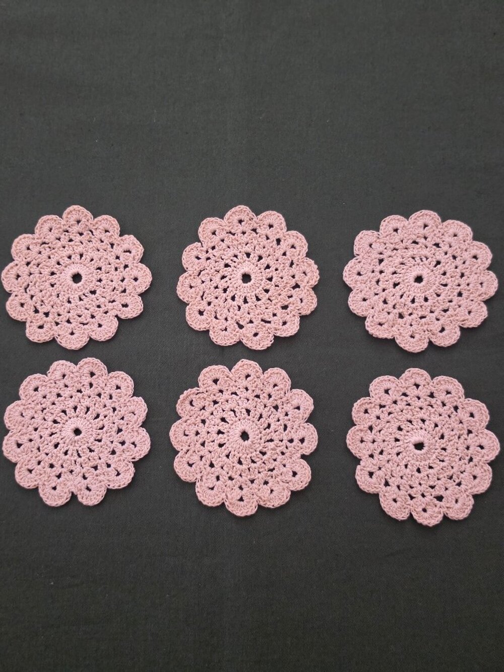 Handmade Round Hand Made Crocheted Doilies Set of 6
